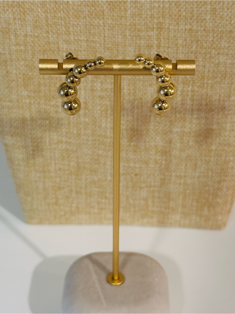 Fashion Jewelry Gold Beaded Stud Hoop Earrings